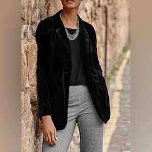 J. JILL Wearever Knit Black Velvet Jacket / Blazer